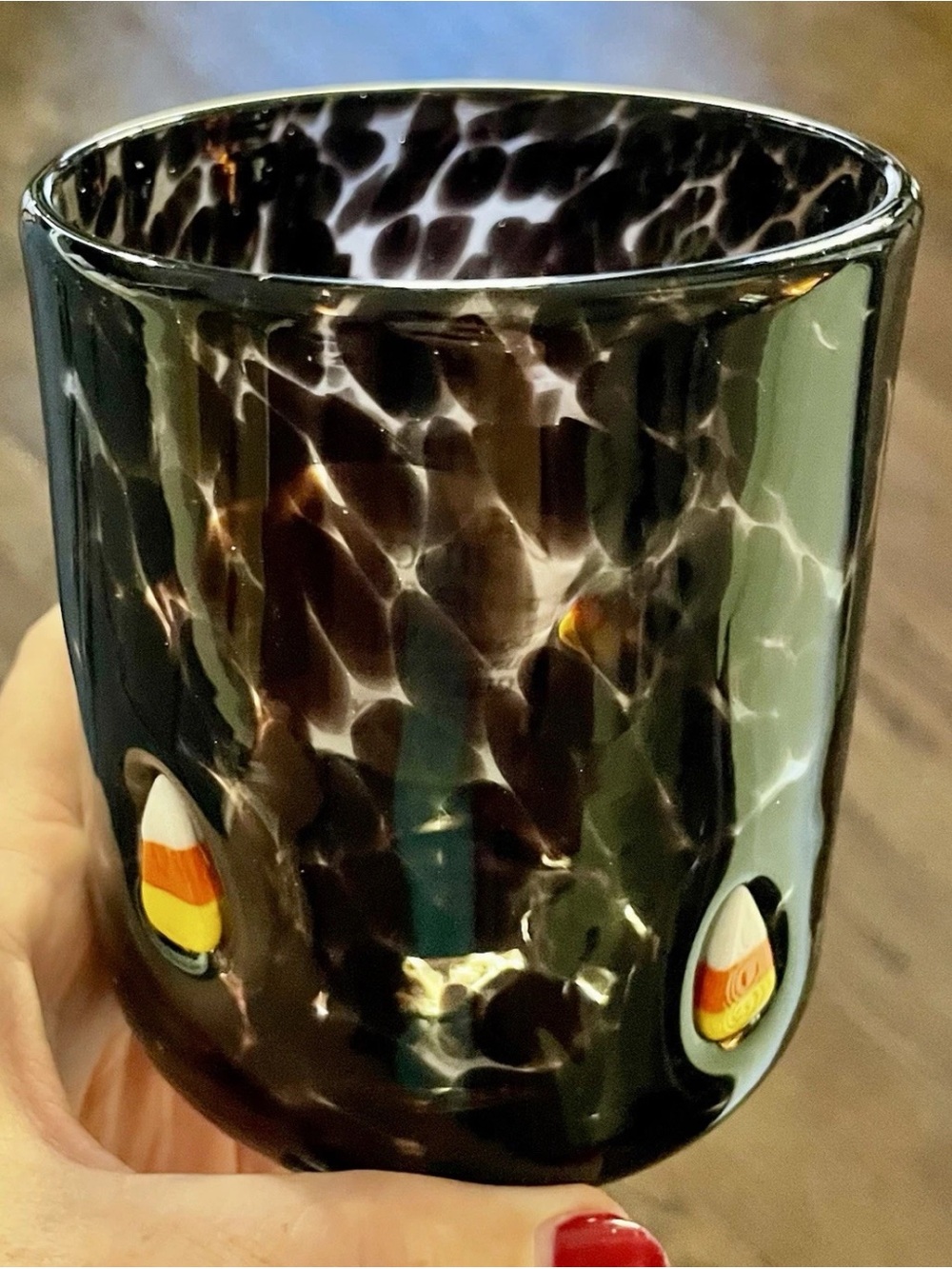 new in box Anthropologie Mystic Icon Juice Glass candy corn